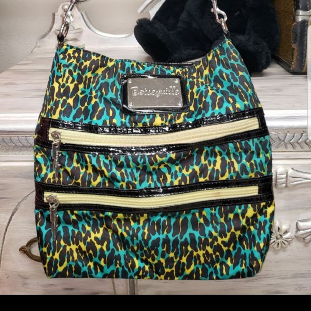 Betsey Johnson Crossbody Bag Teal Yellow Black
